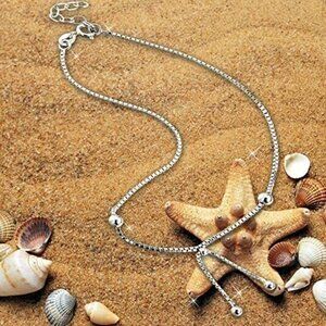 925 Sterling Silver Anklet Dangle Balls Bracelet 25cm SDF5165J